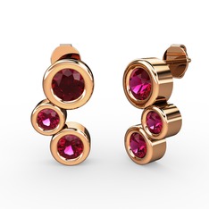Vinda Küpe - Rodolit garnet 8 ayar rose altın küpe #1l8o2q7