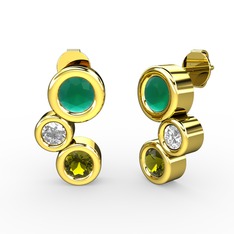 Vinda Küpe - Peridot, kök zümrüt ve swarovski 925 ayar altın kaplama gümüş küpe #1lkb3ru