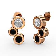Vinda Küpe - Siyah zirkon ve swarovski 8 ayar rose altın küpe #1m202vp