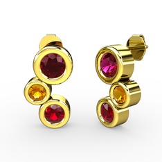 Vinda Küpe - Garnet, rodolit garnet ve sitrin 14 ayar altın küpe #1mm6j9y