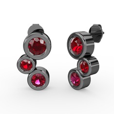 Rodolit garnet ve garnet 925 ayar siyah rodyum kaplama gümüş küpe