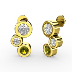 Vinda Küpe - Peridot ve swarovski 925 ayar altın kaplama gümüş küpe #1mvd8i0