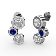 Vinda Küpe - Swarovski, pırlanta ve lab safir 925 ayar gümüş küpe (1.84 karat) #1n8v236