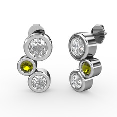 Vinda Küpe - Swarovski ve peridot 8 ayar beyaz altın küpe #1o3ud7h