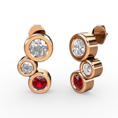 Vinda Küpe - Garnet ve swarovski 14 ayar rose altın küpe #1o7gx3u
