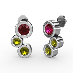 Peridot ve rodolit garnet 925 ayar gümüş küpe