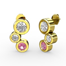 Vinda Küpe - Pembe kuvars, pırlanta ve swarovski 8 ayar altın küpe (1.84 karat) #1pl7yf3