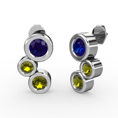 Vinda Küpe - Peridot ve lab safir 14 ayar beyaz altın küpe #1pocyww