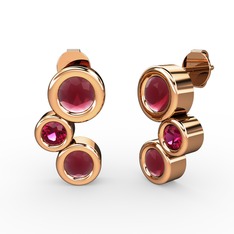 Vinda Küpe - Kök yakut ve rodolit garnet 14 ayar rose altın küpe #1pucciv