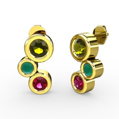 Vinda Küpe - Rodolit garnet, peridot ve kök zümrüt 8 ayar altın küpe #1px5r6e