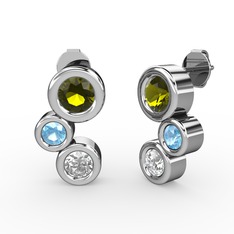 Vinda Küpe - Swarovski, peridot ve akuamarin 8 ayar beyaz altın küpe #1rt84lm