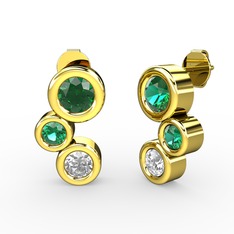 Vinda Küpe - Swarovski ve yeşil kuvars 18 ayar altın küpe #1s25yr0