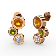 Vinda Küpe - Beyaz zirkon, sitrin ve peridot 925 ayar rose altın kaplama gümüş küpe #1sv8kg9