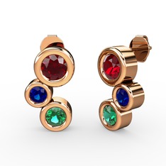 Vinda Küpe - Yeşil kuvars, garnet ve lab safir 14 ayar rose altın küpe #1th2krm