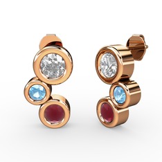 Vinda Küpe - Kök yakut, swarovski ve akuamarin 925 ayar rose altın kaplama gümüş küpe #1tj3sr3