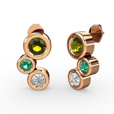 Vinda Küpe - Swarovski, peridot ve yeşil kuvars 18 ayar rose altın küpe #1tqaf9e