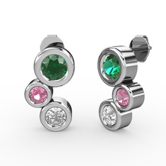 Vinda Küpe - Swarovski, yeşil kuvars ve pembe kuvars 8 ayar beyaz altın küpe #1tyepts
