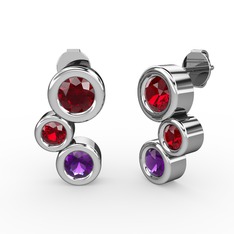 Ametist ve garnet 925 ayar gümüş küpe