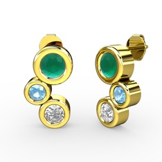 Vinda Küpe - Swarovski, kök zümrüt ve akuamarin 925 ayar altın kaplama gümüş küpe #1u722py