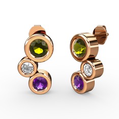 Vinda Küpe - Ametist, peridot ve swarovski 14 ayar rose altın küpe #1w98pqu