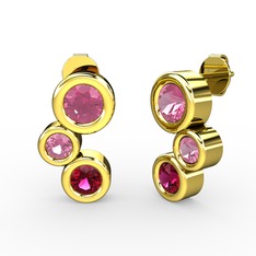 Vinda Küpe - Rodolit garnet ve pembe kuvars 14 ayar altın küpe #1wlu5gs