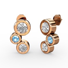 Vinda Küpe - Pırlanta, swarovski ve akuamarin 8 ayar rose altın küpe (1 karat) #1wy7hsk