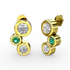 Vinda Küpe - Swarovski ve yeşil kuvars 18 ayar altın küpe #1x2n6as