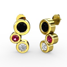 Vinda Küpe - Beyaz zirkon, siyah zirkon ve rodolit garnet 925 ayar altın kaplama gümüş küpe #1y3tp8c