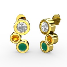 Vinda Küpe - Kök zümrüt, swarovski ve sitrin 14 ayar altın küpe #1yanci7