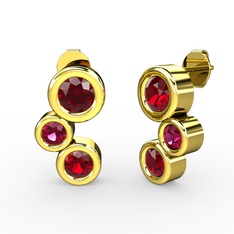 Vinda Küpe - Garnet ve rodolit garnet 14 ayar altın küpe #1yfo2hv
