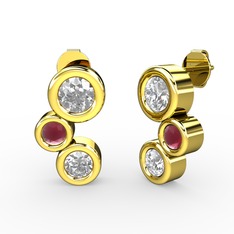 Vinda Küpe - Swarovski, beyaz zirkon ve kök yakut 8 ayar altın küpe #2djxul