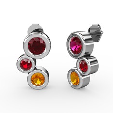 Vinda Küpe - Sitrin, rodolit garnet ve garnet 925 ayar gümüş küpe #2kcyvq