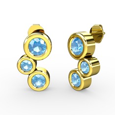 Vinda Küpe - Akuamarin 14 ayar altın küpe #2ldbov