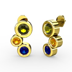 Vinda Küpe - Lab safir, peridot ve sitrin 8 ayar altın küpe #4hmdjr