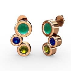 Vinda Küpe - Peridot, kök zümrüt ve lab safir 8 ayar rose altın küpe #4vgjv8
