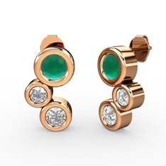 Vinda Küpe - Swarovski, kök zümrüt ve pırlanta 18 ayar rose altın küpe (0.48 karat) #60wl8s