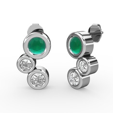 Vinda Küpe - Swarovski, kök zümrüt ve pırlanta 8 ayar beyaz altın küpe (0.48 karat) #a2ecqe