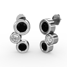 Vinda Küpe - Siyah zirkon ve swarovski 18 ayar beyaz altın küpe #a4dkfz