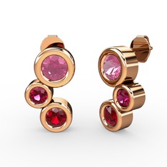 Vinda Küpe - Garnet, pembe kuvars ve rodolit garnet 925 ayar rose altın kaplama gümüş küpe #anu9k1