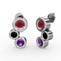 Vinda Küpe - Ametist, kök yakut ve siyah zirkon 925 ayar gümüş küpe #banidb