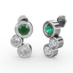 Vinda Küpe - Swarovski, yeşil kuvars ve beyaz zirkon 925 ayar gümüş küpe #chl7d2