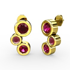 Vinda Küpe - Rodolit garnet ve kök yakut 8 ayar altın küpe #dew72r