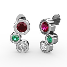 Swarovski, rodolit garnet ve yeşil kuvars 925 ayar gümüş küpe