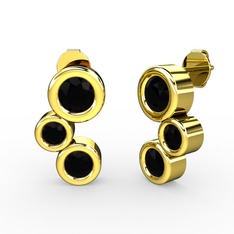 Vinda Küpe - Siyah zirkon 18 ayar altın küpe #dito02