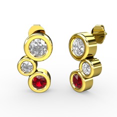 Vinda Küpe - Garnet, pırlanta ve swarovski 8 ayar altın küpe (1.84 karat) #f245eg