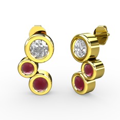 Vinda Küpe - Kök yakut ve swarovski 18 ayar altın küpe #f3p3l2