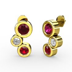 Vinda Küpe - Garnet, rodolit garnet ve pırlanta 8 ayar altın küpe (0.48 karat) #g10qxr