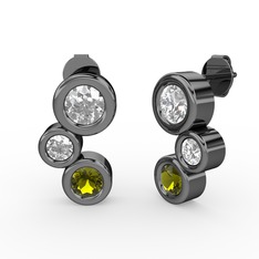 Vinda Küpe - Peridot ve swarovski 925 ayar siyah rodyum kaplama gümüş küpe #g4q8o4