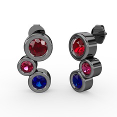 Vinda Küpe - Lab safir, garnet ve rodolit garnet 925 ayar siyah rodyum kaplama gümüş küpe #glfyo7