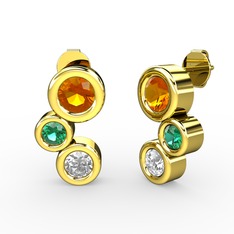 Vinda Küpe - Swarovski, sitrin ve yeşil kuvars 18 ayar altın küpe #h8pczu